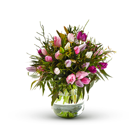 Bouquet with tulips in pastel