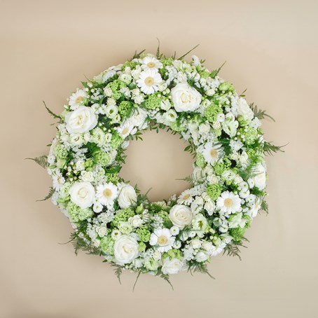 White and Green Funeral Wreath